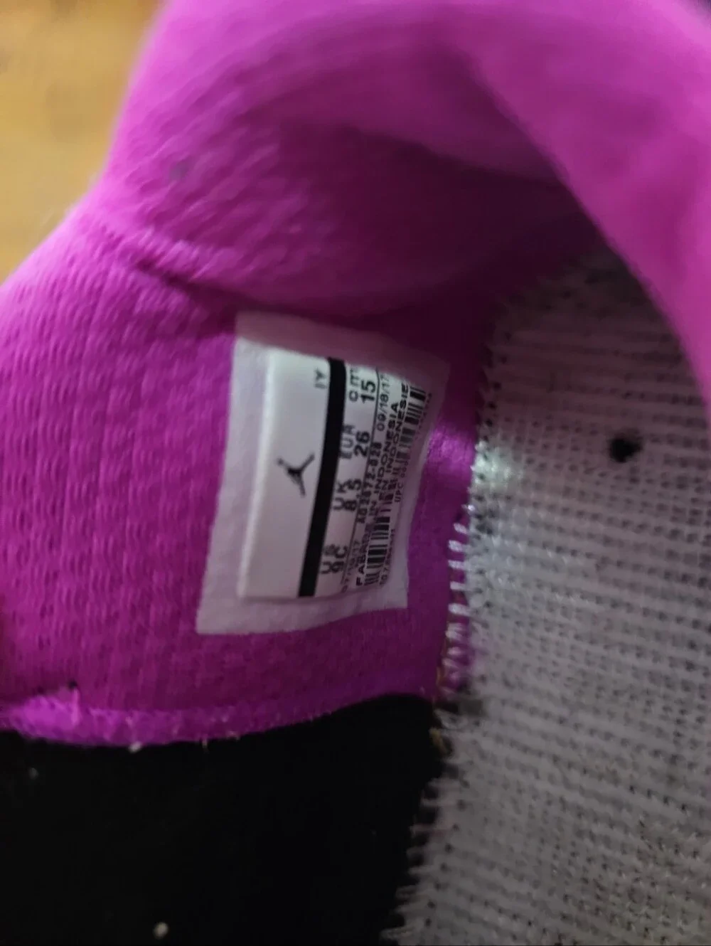 Jordan Kids Black and Pink High-Top Sneakers 9c